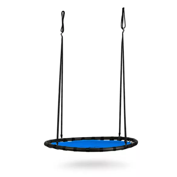 Fészekhinta, Neo-Sport Swingo, kék/fekete, átmérő: 120 cm, vízálló, állítható kötélmagasság: 90-160 cm, acél váz, Oxford 600D poliészter, teherbírás: 150 kg, kerek