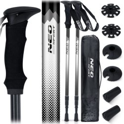   Túrabot, Neo-Sport NS-381, fekete/ezüst, alumínium, műanyag markolat, teleszkópos, 65 / 135 cm, 1 pár