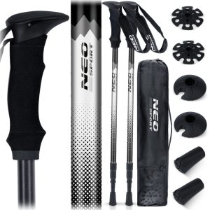 Túrabot, Neo-Sport NS-381, fekete/ezüst, alumínium, műanyag markolat, teleszkópos, 65 / 135 cm, 1 pár