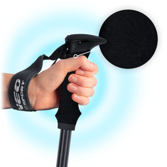 Túrabot, Neo-Sport NS-381, fekete/ezüst, alumínium, műanyag markolat, teleszkópos, 65 / 135 cm, 1 pár