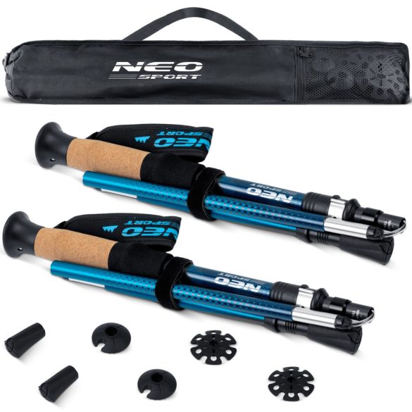 Túrabot, Neo-Sport NS-382, kék, alumínium, parafa és EVA hab markolat, teleszkópos, 85 / 130 cm, 1 pár