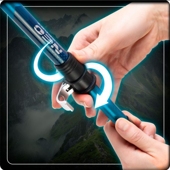 Túrabot, Neo-Sport NS-382, kék, alumínium, parafa és EVA hab markolat, teleszkópos, 85 / 130 cm, 1 pár