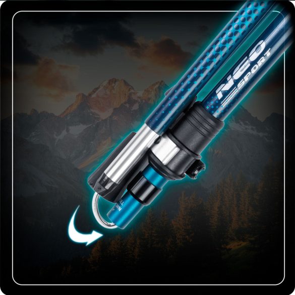 Túrabot, Neo-Sport NS-382, kék, alumínium, parafa és EVA hab markolat, teleszkópos, 85 / 130 cm, 1 pár