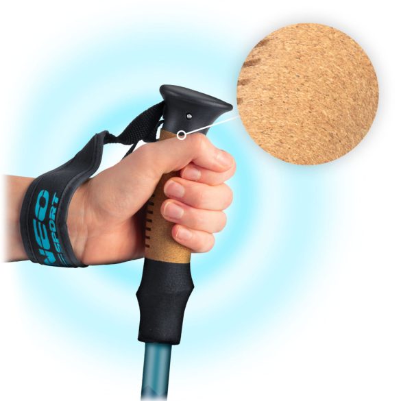 Túrabot, Neo-Sport NS-382, kék, alumínium, parafa és EVA hab markolat, teleszkópos, 85 / 130 cm, 1 pár