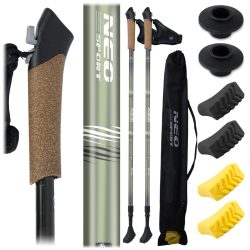   Túrabot, Neo-Sport NS-383, zöld, alumínium, parafa markolat, teleszkópos, 85 / 143 cm, 1 pár