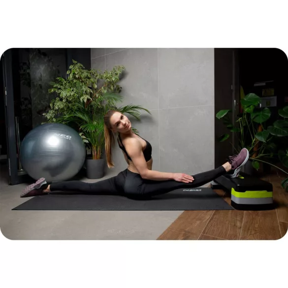 Aerobik lépcső, Neo-Sport, NS-400, zöld, 28 × 68 × 20 cm, 3 szint, csúszásgátlós, vízálló, teherbírás: 200 kg teherbírás, csúszásgátló szőnyeggel (TE140000)