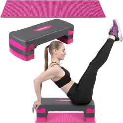   Aerobik lépcső, Neo-Sport, NS-400, rózsaszín, 28 × 68 × 20 cm, 3 szint, csúszásgátlós, vízálló, teherbírás: 200 kg teherbírás, csúszásgátló szőnyeggel (TE140001)