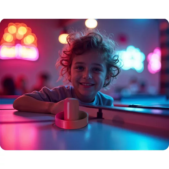 Léghoki ütő és korong szett, Neo-Sport Air Hockey, 2 db ütő 4,5 x 5 cm filc alátétekkel, 6 db korong 3,2 cm