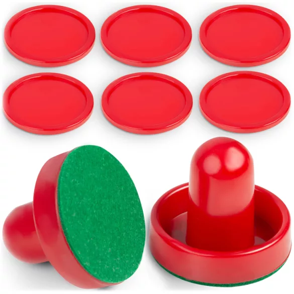 Léghoki ütő és korong szett, Neo-Sport Air Hockey, 2 db ütő 5,5 x 6 cm filc alátétekkel, 6 db korong 5 cm