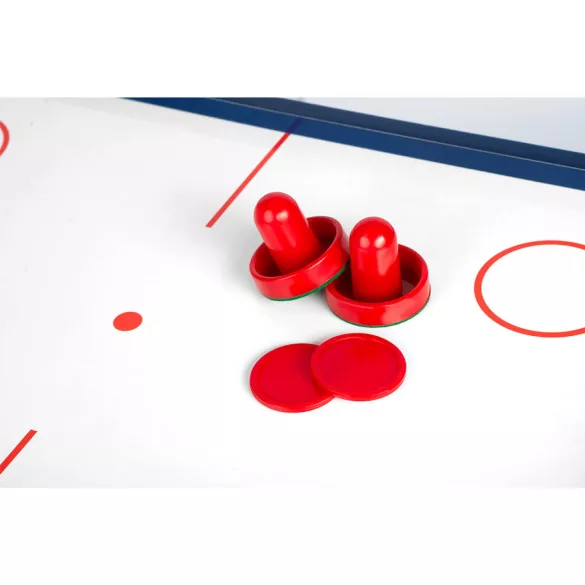 Léghoki ütő és korong szett, Neo-Sport Air Hockey, 2 db ütő 5,5 x 6 cm filc alátétekkel, 6 db korong 5 cm