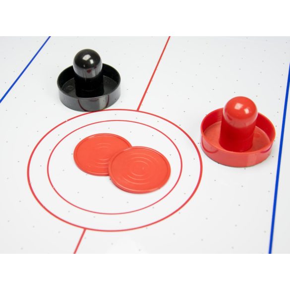 Léghoki asztal, Neo-Sport NS-428 Air Hockey, fehér, 121,5 x 61 x 74,5 cm, asztali, MDF és PVC, légáram rendszer, 2 ütővel és 2 koronggal, analóg számláló, hálózati (220-240 V)