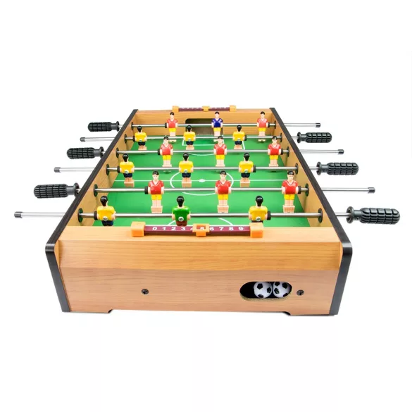 Csocsóasztal, Neo-Sport NS-435, zöld, 48,5 x 28,5 x 8,4 cm, hordozható, 18 játékos, 2 labda, 6 krómozott rúd, csúszásgátló fogantyúk, kézi számláló