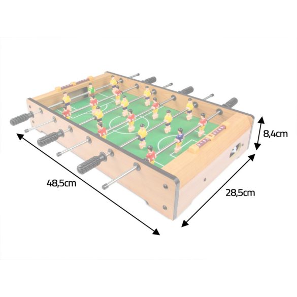 Csocsóasztal, Neo-Sport NS-435, zöld, 48,5 x 28,5 x 8,4 cm, hordozható, 18 játékos, 2 labda, 6 krómozott rúd, csúszásgátló fogantyúk, kézi számláló