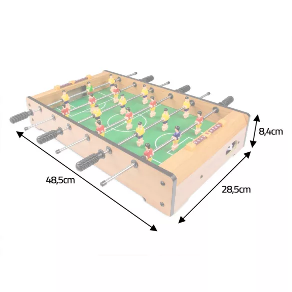 Csocsóasztal, Neo-Sport NS-435, zöld, 48,5 x 28,5 x 8,4 cm, hordozható, 18 játékos, 2 labda, 6 krómozott rúd, csúszásgátló fogantyúk, kézi számláló