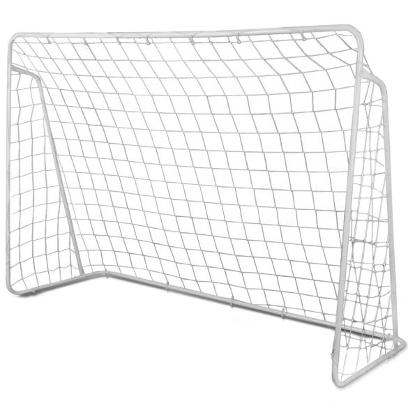 Futballkapu, Neo-Sport NS-457, 215 x 153 x 76 cm, fehér keret, fehér PE háló, fém váz, időjárásálló, 4 db rögzítő, könnyű kivitel, szerszám nélkül összeszerelhető