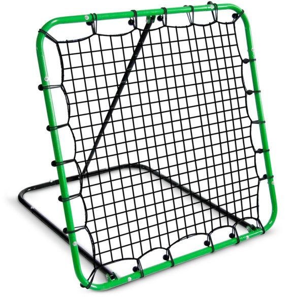 Visszapattanó futball edzőkapu, Neo-Sport, 100 x 100 cm, zöld keret, fekete PE háló, fém váz, időjárásálló, 4 db rögzítő