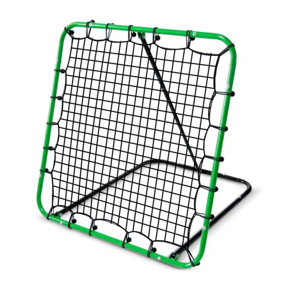 Visszapattanó futball edzőkapu, Neo-Sport, 120 x 120 cm, zöld keret, fekete PE háló, fém váz, időjárásálló, 4 db rögzítő