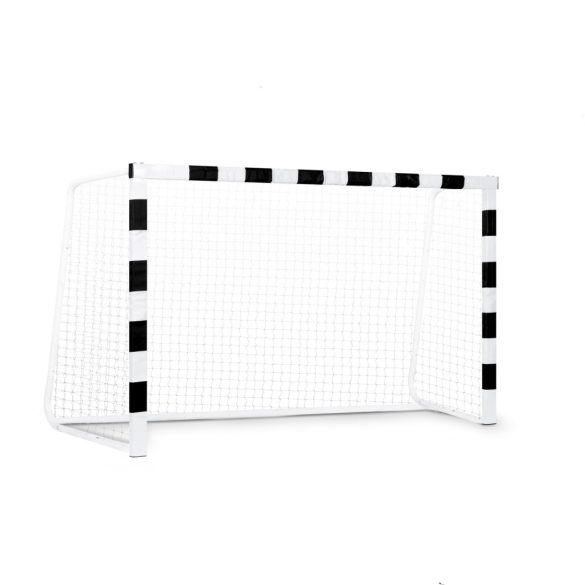 Futballkapu, Neo-Sport NS-460, 300 x 160 x 90 cm, fekete-fehér, fehér PE háló, fém váz, időjárásálló, keretvédő fedéllel, szerszám nélkül összeszerelhető