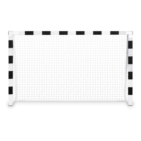 Futballkapu, Neo-Sport NS-460, 300 x 160 x 90 cm, fekete-fehér, fehér PE háló, fém váz, időjárásálló, keretvédő fedéllel, szerszám nélkül összeszerelhető