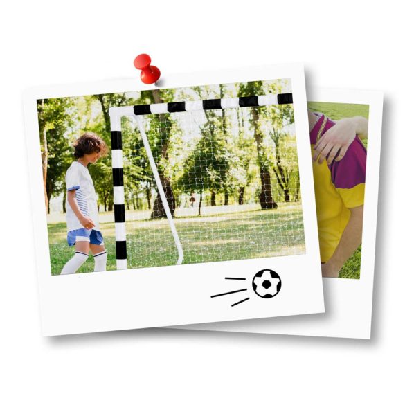 Futballkapu, Neo-Sport NS-460, 300 x 160 x 90 cm, fekete-fehér, fehér PE háló, fém váz, időjárásálló, keretvédő fedéllel, szerszám nélkül összeszerelhető