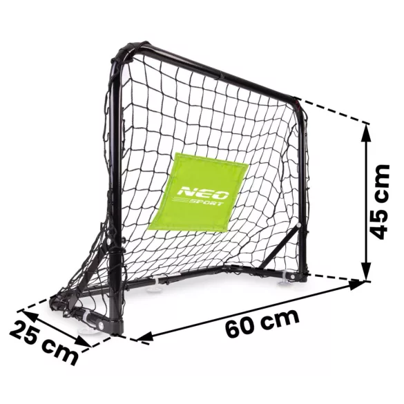 Futballkapu szett, Neo-Sport NS-461, 60 x 45 x 25 cm, 2 db, beltéri-kültéri, hordozható, PE háló, labdával és pumpával