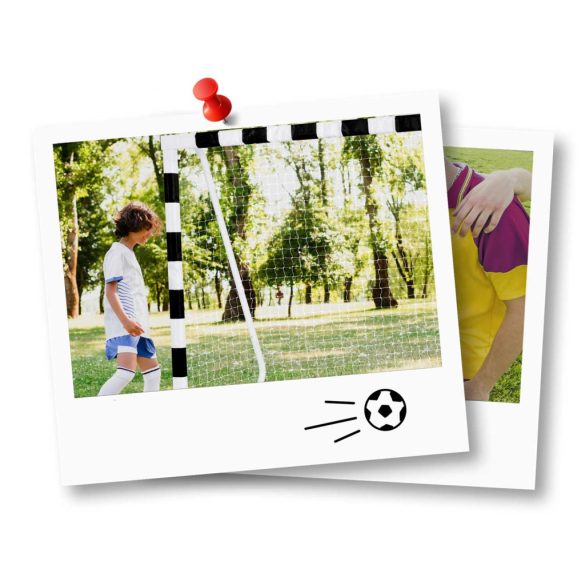 Futballkapu, Neo-Sport NS-465, 300 x 200 x 120 cm, fekete-fehér, fehér PE háló, fém váz, időjárásálló, keretvédő fedéllel, szerszám nélkül összeszerelhető