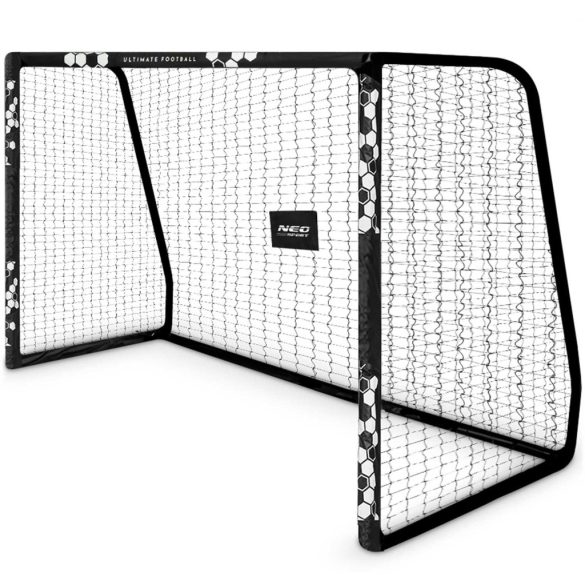 Futballkapu, Neo-Sport NS-472, 300 x 200 x 120 cm, fekete keret, fekete PE háló, fém váz, időjárásálló, keretvédő fedéllel, szerszám nélkül összeszerelhető