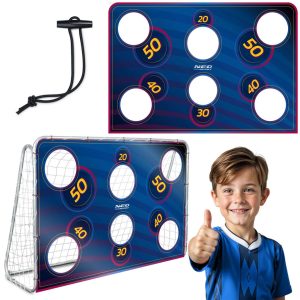 Célzóponyva futballkapura, Neo-Sport, 215 x 150 cm, sötétkék, vízálló, ütésálló, rögzítőkkel, könnyű felszerelés