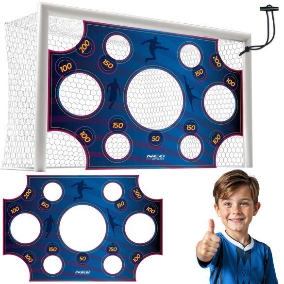 Célzóponyva futballkapura, Neo-Sport, 300 x 200 cm, sötétkék, vízálló, ütésálló, rögzítőkkel, könnyű felszerelés