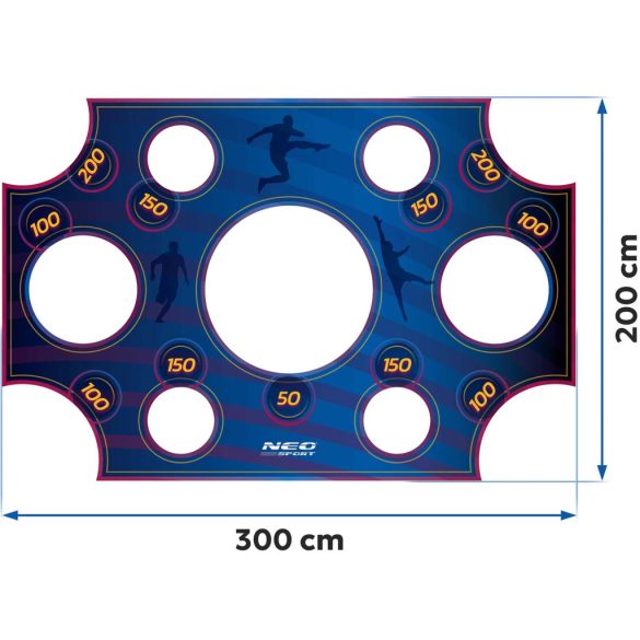 Célzóponyva futballkapura, Neo-Sport, 300 x 200 cm, sötétkék, vízálló, ütésálló, rögzítőkkel, könnyű felszerelés