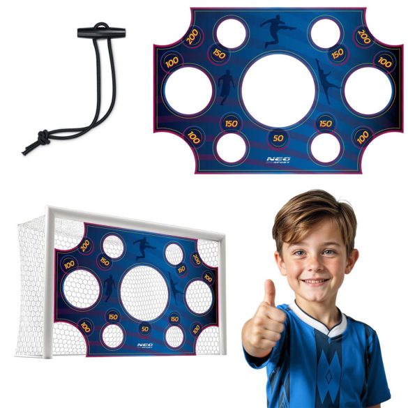 Célzóponyva futballkapura, Neo-Sport, 300 x 200 cm, sötétkék, vízálló, ütésálló, rögzítőkkel, könnyű felszerelés