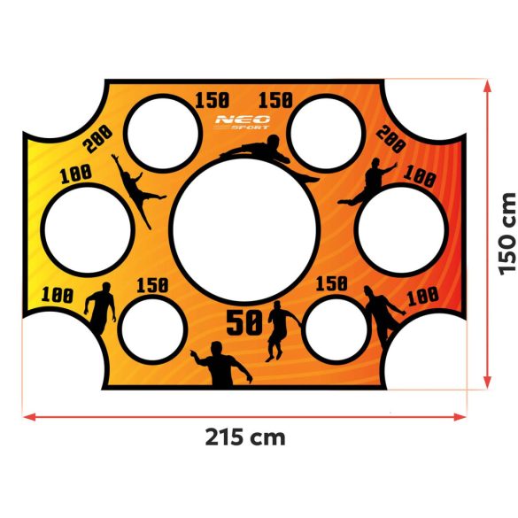 Célzóponyva futballkapura, Neo-Sport, 215 x 150 cm, vízálló, ütésálló, rögzítőkkel, könnyű felszerelés