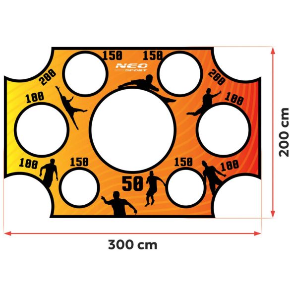 Célzóponyva futballkapura, Neo-Sport, 300 x 200 cm, vízálló, ütésálló, rögzítőkkel, könnyű felszerelés