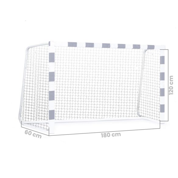 Futballkapu háló, Neo-Sport, 180 x 120 x 60 cm, PE, strapabíró, nagy ütésállóság, rögzítő kötelekkel, könnyen szerelhető