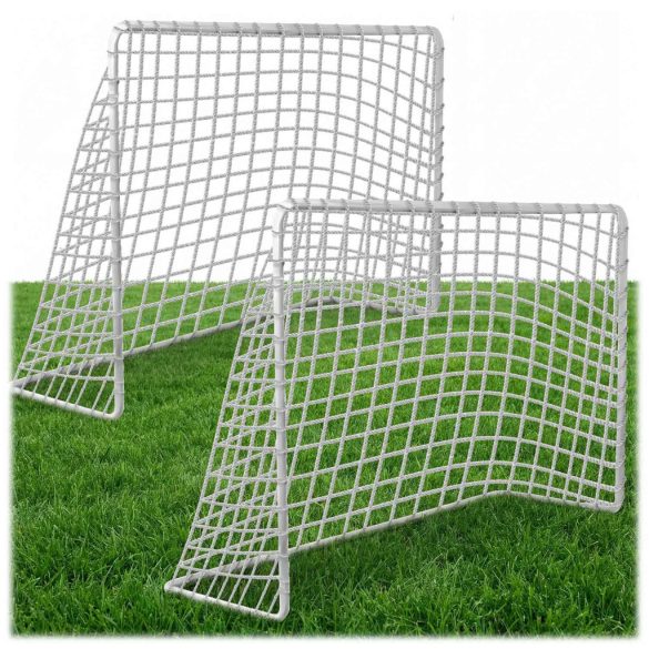 Futballkapu, Neo-Sport NS-485, 183 x 122 x 61 cm, 2 db, fehér keret, fehér PE háló, fém váz, időjárásálló, 4 db rögzítő, szerszám nélkül összeszerelhető