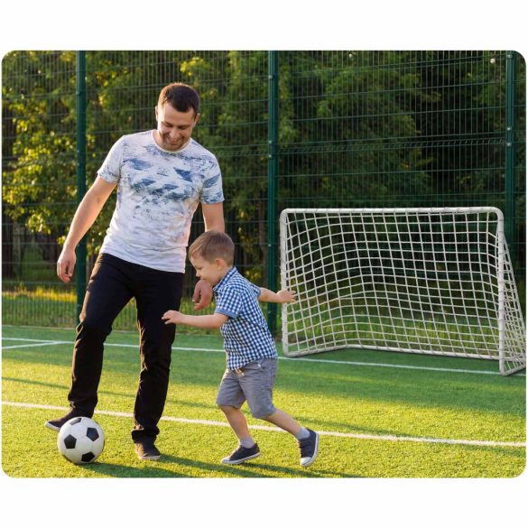 Futballkapu, Neo-Sport NS-485, 183 x 122 x 61 cm, 2 db, fehér keret, fehér PE háló, fém váz, időjárásálló, 4 db rögzítő, szerszám nélkül összeszerelhető