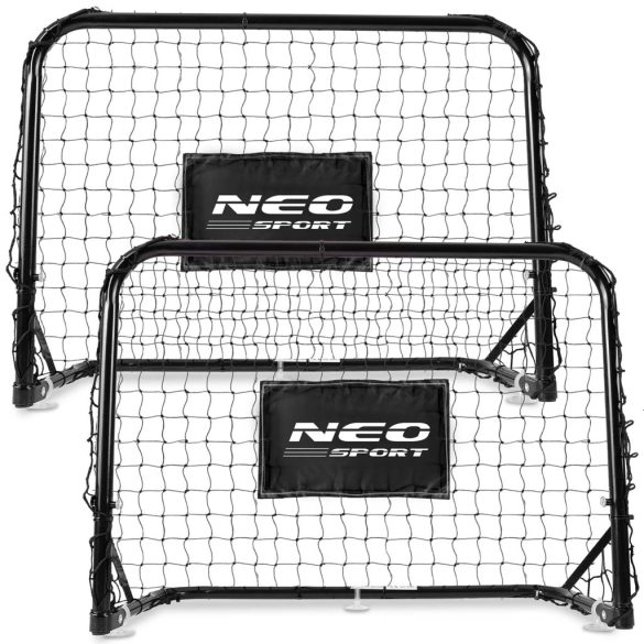 Futballkapu, Neo-Sport NS-486, 60 x 45 x 25 cm, 2 db, fekete keret, fekete PE háló, műanyag váz, időjárásálló, 6 db rögzítő, 1 labda, 1 pumpa, szerszám nélkül összeszerelhető
