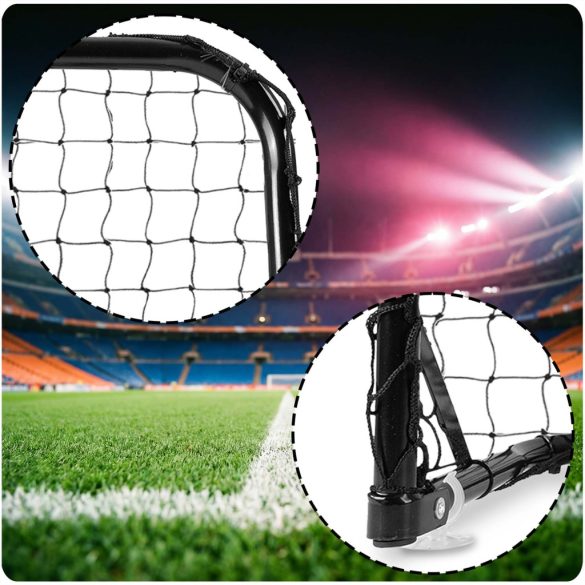 Futballkapu, Neo-Sport NS-486, 60 x 45 x 25 cm, 2 db, fekete keret, fekete PE háló, műanyag váz, időjárásálló, 6 db rögzítő, 1 labda, 1 pumpa, szerszám nélkül összeszerelhető