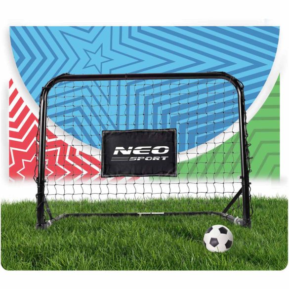 Futballkapu, Neo-Sport NS-486, 60 x 45 x 25 cm, 2 db, fekete keret, fekete PE háló, műanyag váz, időjárásálló, 6 db rögzítő, 1 labda, 1 pumpa, szerszám nélkül összeszerelhető