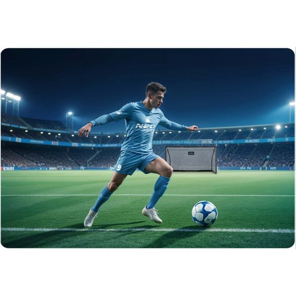 Futballkapu, Neo-Sport NS-487, 180 x 120 x 60 cm, fekete keret, fekete PE háló, fém váz, időjárásálló, keretvédő fedéllel, szerszám nélkül összeszerelhető