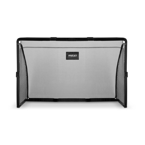 Futballkapu, Neo-Sport NS-487, 180 x 120 x 60 cm, fekete keret, fekete PE háló, fém váz, időjárásálló, keretvédő fedéllel, szerszám nélkül összeszerelhető