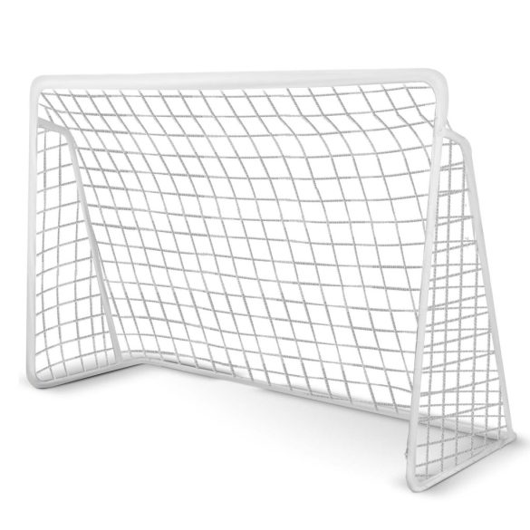 Futballkapu, Neo-Sport NS-496, 300 x 200 x 90 cm, fehér keret, fehér PE háló, fém váz, időjárásálló,  6 db rögzítő, könnyű kivitel, szerszám nélkül szerelhető