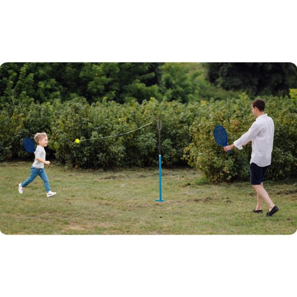 Speedball készlet, Neo-Sport NS-499, 124–138,5 cm állítható magasság, fém, időjárásálló, rugós vég, földbe rögzíthető, 2 db ütővel