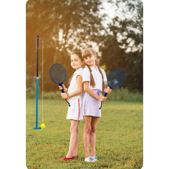 Speedball készlet, Neo-Sport NS-499, 124–138,5 cm állítható magasság, fém, időjárásálló, rugós vég, földbe rögzíthető, 2 db ütővel