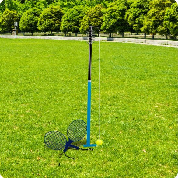 Speedball készlet, Neo-Sport NS-499, 124–138,5 cm állítható magasság, fém, időjárásálló, rugós vég, földbe rögzíthető, 2 db ütővel
