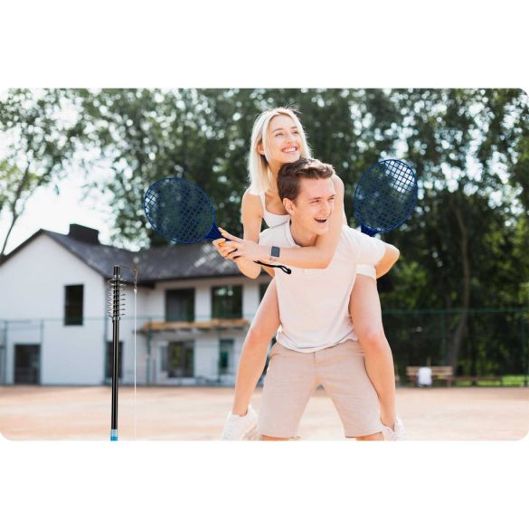 Speedball készlet, Neo-Sport NS-499, 124–138,5 cm állítható magasság, fém, időjárásálló, rugós vég, földbe rögzíthető, 2 db ütővel