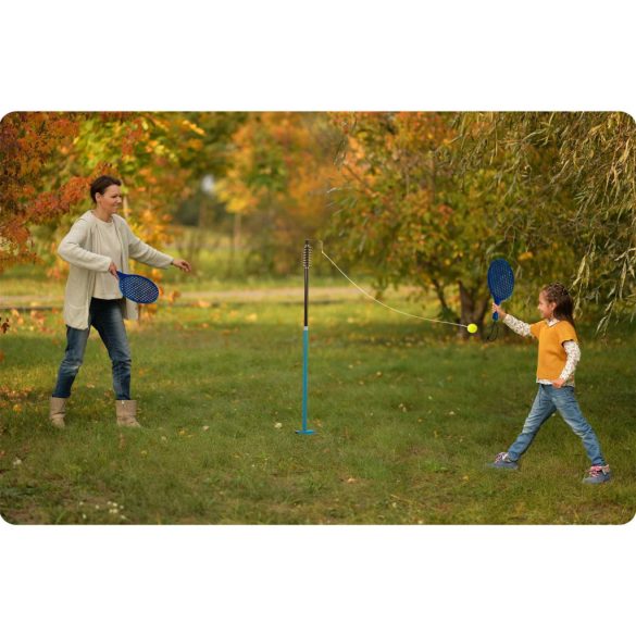 Speedball készlet, Neo-Sport NS-499, 124–138,5 cm állítható magasság, fém, időjárásálló, rugós vég, földbe rögzíthető, 2 db ütővel