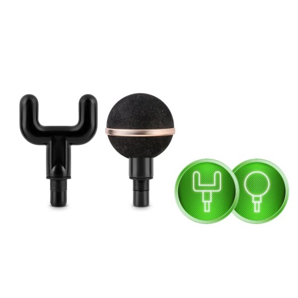 Masszírozó pisztoly, Neo-Sport, NS-500, rózsaszín, akkumulátoros, USB-C töltés, LCD kijelző, 8 cserélhető fej, szövet hordtáska