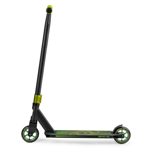 Kaszkadőr roller, SOKE PRO, zöld, 85 cm, 11 cm 88A PU kerekek, ABEC-9 csapágy, krómacél Y kormány, HIC kompresszió, Flex Fender fék