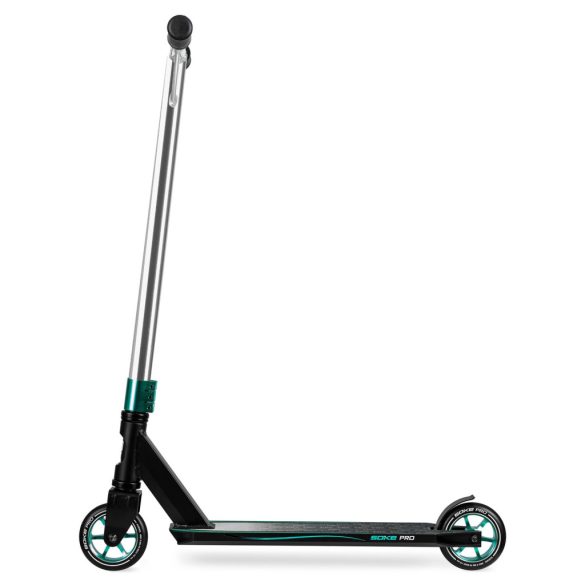 Kaszkadőr roller, SOKE PRO, türkiz, 85 cm, 11 cm 88A PU kerekek, ABEC-9 csapágy, alumínium Y kormány, HIC kompresszió, Flex Fender fék